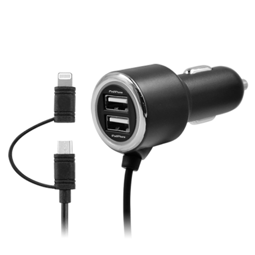 4.4A Car Charger with 2 in 1 cable