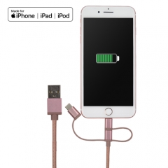 MFi Lightning / Micro USB / USB C 3 in 1 cable for charging and data transfer