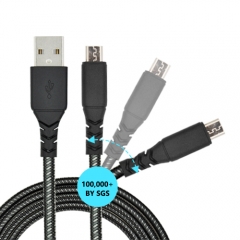 SGS Lab 100,000 times bend tested USB-A to Micro cable